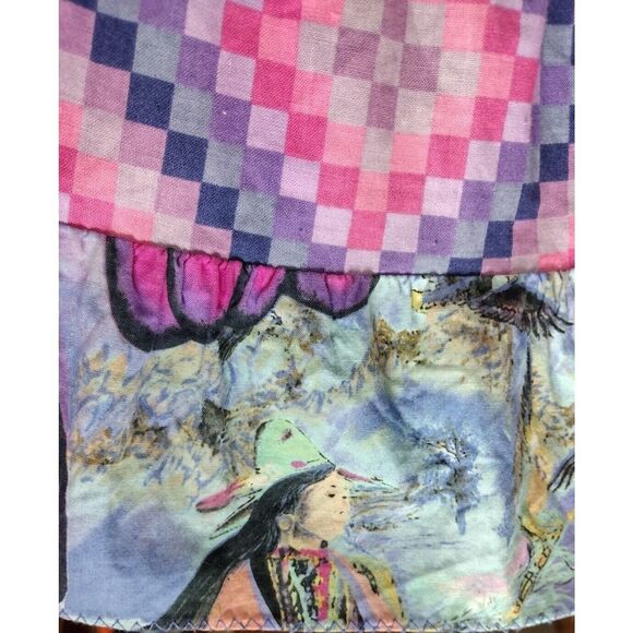 VTG 70s Anna Konya Cottagecore Floral Tiered Prairie Boho Lace Full Circle Skirt - Picture 10 of 11